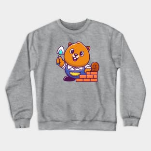 Cute Beaver Construction Cartoon (2) Crewneck Sweatshirt